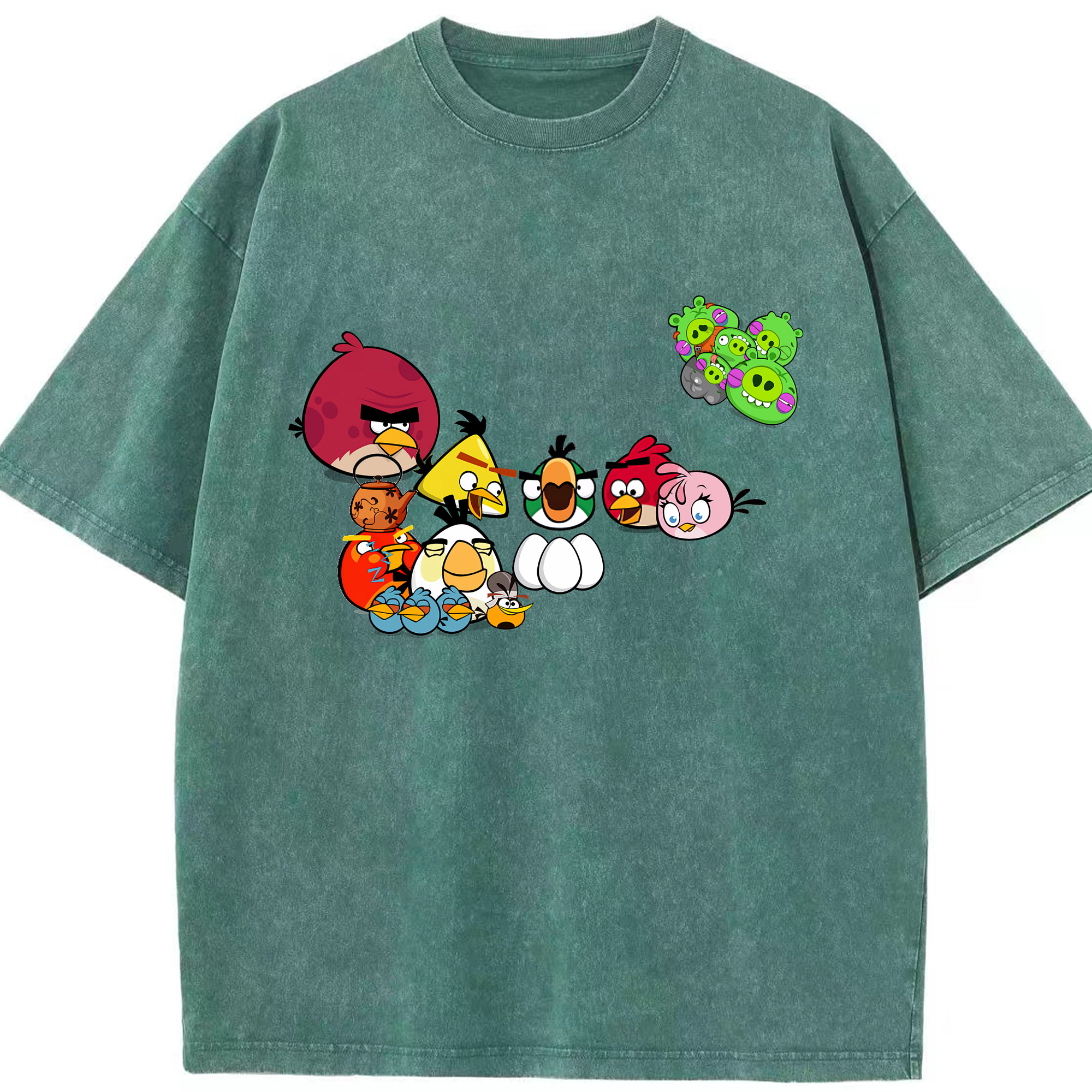 （画像用） Angry Birds アングリーバード 綿100% ヴィンテージ風 半袖Tシャツ（フロントプリント）